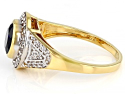 Blue Lab Created Sapphire 18k Yellow Gold Over Sterling Silver Men's Ring 3.07ctw