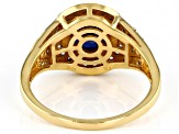 Blue Lab Created Sapphire 18k Yellow Gold Over Sterling Silver Men's Ring 3.07ctw