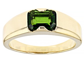 Green Chrome Diopside 18k Yellow Gold Over Sterling Silver Men's Ring 1.50ct