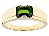 Green Chrome Diopside 18k Yellow Gold Over Sterling Silver Men's Ring 1.50ct