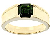 Green Chrome Diopside 18K Yellow Gold Over Sterling Silver Men's Ring 1.45ct