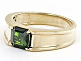 Green Chrome Diopside 18K Yellow Gold Over Sterling Silver Men's Ring 1.45ct