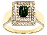 Green Chrome Diopside 18k Yellow Gold Over Silver Men's Ring 1.65ctw