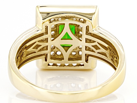 Green Chrome Diopside 18k Yellow Gold Over Silver Men's Ring 1.65ctw