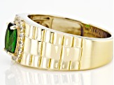 Green Chrome Diopside 18k Yellow Gold Over Silver Men's Ring 1.48ctw