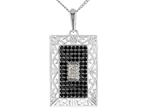 Black Spinel Rhodium Over Sterling Silver Men's Pendant with Chain 0.50ctw - MJO026 - Vimarsana News