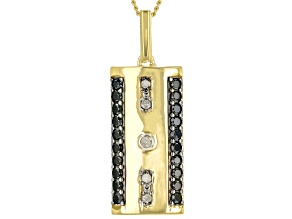 Black Spinel 18k Gold Over Sterling Silver Men's Pendant with Chain 0.59ctw