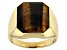 Brown Tiger's Eye 18k Yellow Gold Over Sterling Silver Men's Ring 16x14mm