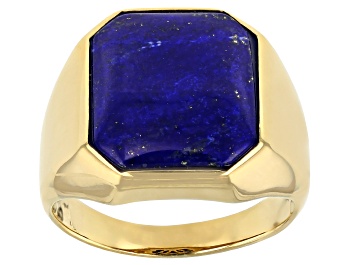 Picture of Blue Lapis Lazuli 18k Yellow Gold Over Sterling Silver Men's Ring