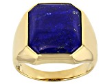 Blue Lapis Lazuli 18k Yellow Gold Over Sterling Silver Men's Ring