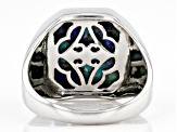 Blue Blended Composite Turquoise and Lapis Lazuli Rhodium Over Sterling Silver Men's Ring