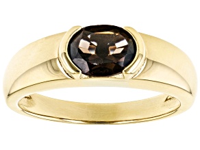 Brown Smoky Quartz 18k Yellow Gold Over Sterling Silver Men's Ring 1.60ct