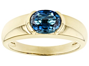 London Blue Topaz 18k Yellow Gold Over Sterling Silver Men's Ring 1.96ct