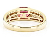 Orange Lab Created Padparadscha Sapphire  18k Yellow Gold Over Sterling Silver Men's Ring 2.13ctw