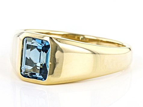 London Blue Topaz 18k Yellow Gold Over Sterling Silver Men's Ring 1.62ct