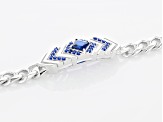 Blue Lab Created Spinel Rhodium Over Sterling Silver Men's Bracelet 2.69ctw