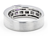 Purple Amethyst Rhodium Over Sterling Silver Matte Finish Men's February Birthstone Ring 0.51ctw