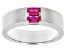 Red Lab Created Ruby Rhodium Over Sterling Silver Matte FinishMen's July Birthstone Ring 0.65ctw