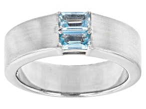 Sky Blue Topaz Rhodium Over Sterling Silver Matte Finish Men's Ring 0.65ctw