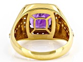 Purple African Amethyst 18k Yellow Gold Over Sterling Silver Men's Ring 4.77ctw