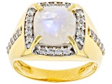 Rainbow Moonstone 18k Yellow Gold Over Sterling Silver Men's Ring 4.73ctw