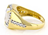 Rainbow Moonstone 18k Yellow Gold Over Sterling Silver Men's Ring 4.73ctw