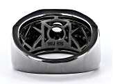 Blue Tanzanite, Black Rhodium Over Sterling Silver Men's Ring 2.22ctw