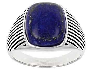 Picture of Blue Lapis Lazuli Sterling Silver Men's Ring 14x12mm
