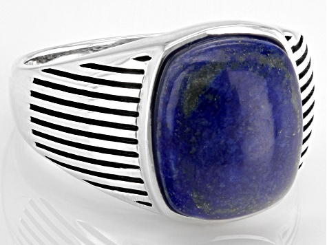 Blue Lapis Lazuli Sterling Silver Men's Ring 14x12mm