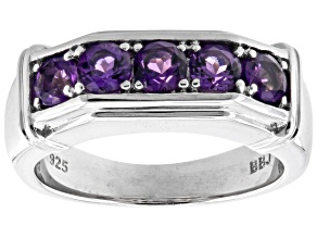 Purple Amethyst Rhodium Over Sterling Silver Men's Ring 0.98ctw