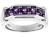 Purple Amethyst Rhodium Over Sterling Silver Men's Ring 0.98ctw