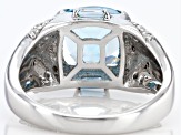 Sky Blue Topaz Rhodium Over Sterling Silver Men's Ring 5.37ctw