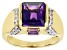 Purple Amethyst With 18k Yellow Gold Over Sterling Silver Men's Ring 4.57ctw