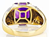 Purple Amethyst With 18k Yellow Gold Over Sterling Silver Men's Ring 4.57ctw