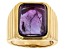 Purple Amethyst 18K Yellow Gold Over Sterling Silver Solitaire Men's Ring