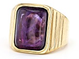Purple Amethyst 18K Yellow Gold Over Sterling Silver Solitaire Men's Ring