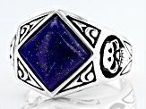 Blue Lapis Lazuli Rhodium Over Sterling Silver Men's Ring