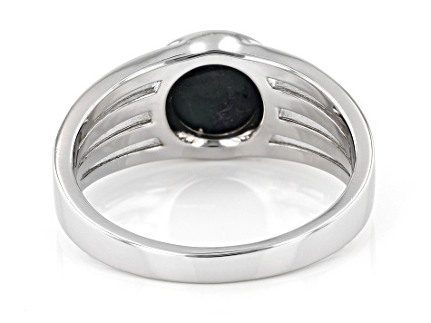 Blue Star Sapphire Rhodium Over Sterling Silver Men's Ring 3.43ct