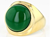 Green Onyx 18k Yellow Gold Over Sterling Silver Solitaire Men's Ring 15mm