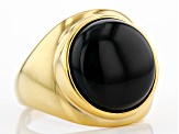 Black Onyx 18k Yellow Gold Over Sterling Silver Solitaire Men's Ring 15mm