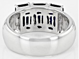 Blue Lab Created Sapphire Rhodium Over Sterling Silver Men's Ring 4.05ctw