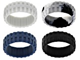 Camo Grey, Black, Navy and Light Grey Set of 4 Men's Silicone Band Rings