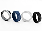 Camo Grey, Black, Navy and Light Grey Set of 4 Men's Silicone Band Rings