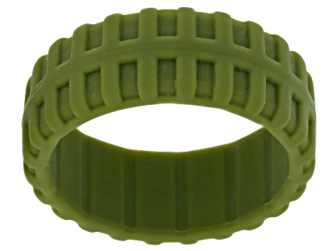 Camo Green, Olive, Grey and Brown Set of 4 Men's Silicone Band Rings