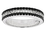 Black Spinel Rhodium Over Sterling Silver Men's Band Ring 1.36ctw