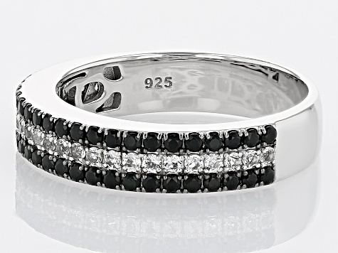 Black Spinel Rhodium Over Sterling Silver Men's Band Ring 1.36ctw