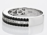 Black Spinel Rhodium Over Sterling Silver Men's Band Ring 1.36ctw