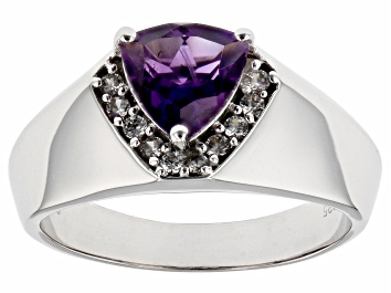 Picture of Purple Amethyst Rhodium Over Sterling Silver Men's Ring 1.53ctw