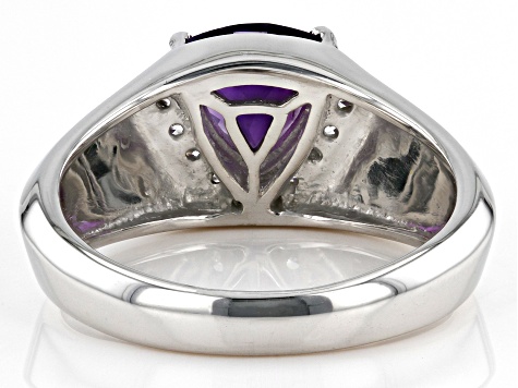 Purple Amethyst Rhodium Over Sterling Silver Men's Ring 1.53ctw