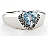 Sky Blue Topaz Rhodium Over Sterling Silver Men's Ring 1.70ctw